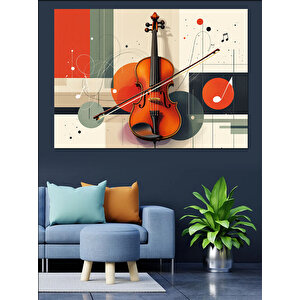 Soyut Keman Çizimi Dekoratif Kanvas - Mdf Ahşap Tablo 100x140 cm