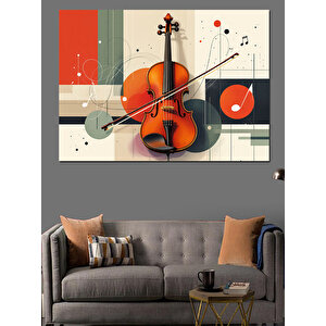 Soyut Keman Çizimi Dekoratif Kanvas - Mdf Ahşap Tablo 100x140 cm