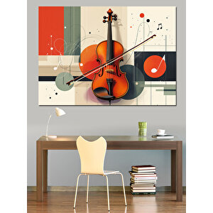 Soyut Keman Çizimi Dekoratif Kanvas - Mdf Ahşap Tablo 35x50 cm