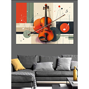 Soyut Keman Çizimi Dekoratif Kanvas - Mdf Ahşap Tablo