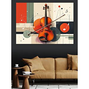 Soyut Keman Çizimi Dekoratif Kanvas - Mdf Ahşap Tablo
