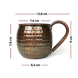 Luna Petekli Bakır Kupa Bardak Mug Oksit