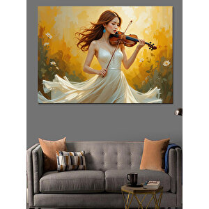 Keman Çalan Kız Tablosu Dekoratif Kanvas - Mdf Ahşap Tablo 50x70 cm