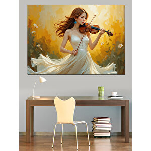 Keman Çalan Kız Tablosu Dekoratif Kanvas - Mdf Ahşap Tablo 50x70 cm