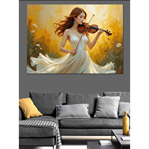 Keman Çalan Kız Tablosu Dekoratif Kanvas - Mdf Ahşap Tablo 50x70 cm