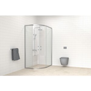 Birel Temperli 5 Mm Oval Cam Duşakabin Krom Profil Şeffaf Cam 70x100 cm