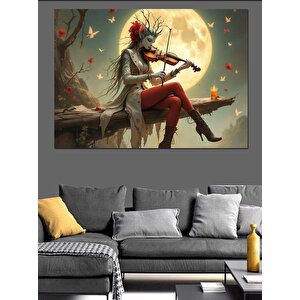 Keman Çalan Elf Kız Dekoratif Kanvas - Mdf Ahşap Tablo