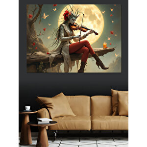 Keman Çalan Elf Kız Dekoratif Kanvas - Mdf Ahşap Tablo