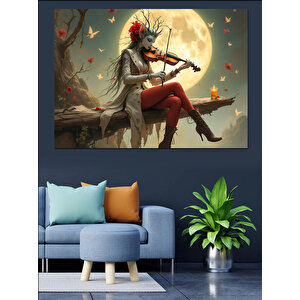 Keman Çalan Elf Kız Dekoratif Kanvas - Mdf Ahşap Tablo 100x140 cm