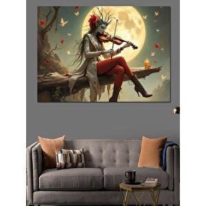 Keman Çalan Elf Kız Dekoratif Kanvas - Mdf Ahşap Tablo 100x140 cm
