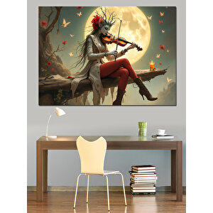 Keman Çalan Elf Kız Dekoratif Kanvas - Mdf Ahşap Tablo 100x140 cm