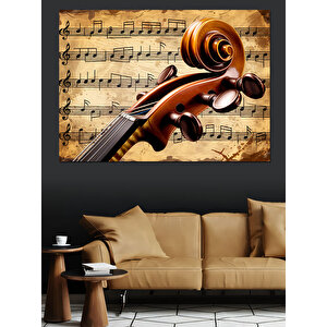 Notalar Arasında Keman Detayı Dekoratif Kanvas - Mdf Ahşap Tablo 100x140 cm