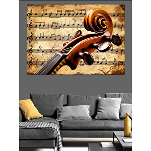 Notalar Arasında Keman Detayı Dekoratif Kanvas - Mdf Ahşap Tablo