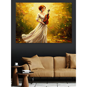 Keman Tutan Kadın Dekoratif Kanvas - Mdf Ahşap Tablo 50x70 cm