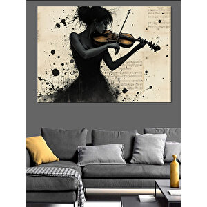 Keman Çalan Kadın Dekoratif Kanvas - Mdf Ahşap Tablo 70x100 cm