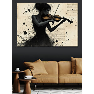 Keman Çalan Kadın Dekoratif Kanvas - Mdf Ahşap Tablo 70x100 cm