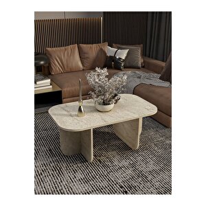 Orta Sehpa | Salon Sehpası Oval - Traverten Traverten