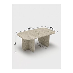 Orta Sehpa | Salon Sehpası Oval - Traverten