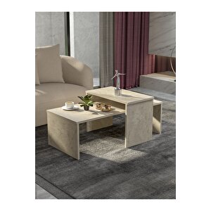 2'li Orta Sehpa | Salon Sehpası - Traverten Traverten