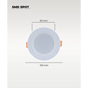 5w Beyaz Plastik Spot 3 Renk Işık - 2 Adet