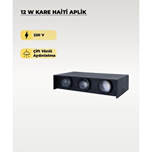 Haiti Led Aplik Siyah Kasa 3200k Sarı Işık
