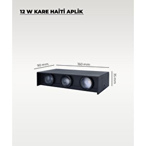 Haiti Led Aplik Siyah Kasa 3200k Sarı Işık
