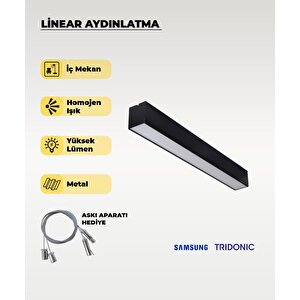 120 Cm Siyah Metal Kasa Lineer Aydınlatma 3200k (sarı Işık)