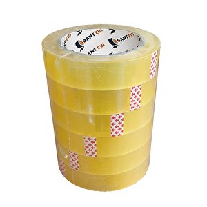 İnce Koli Bandı 6 Adet 25mmx100mt Şeffaf Akrilik Yapışkanlı Kırtasiye Bandı