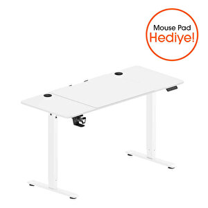 Adore Gaming Maestro-x Yükseklik Ayarlı Oyuncu Masası - Beyaz 140x72-117x60 Cm
