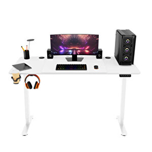 Adore Gaming Maestro-x Yükseklik Ayarlı Oyuncu Masası - Beyaz 140x72-117x60 Cm