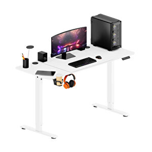 Adore Gaming Maestro-x Yükseklik Ayarlı Oyuncu Masası - Beyaz 140x72-117x60 Cm