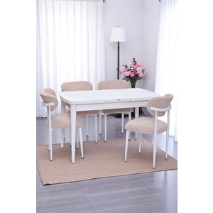 Nehir Polo Lak Panel Açılır Mutfak Masa Takımı 75x130cm Beyaz