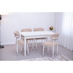 Nehir Polo Lak Panel Açılır Mutfak Masa Takımı 75x130cm Beyaz