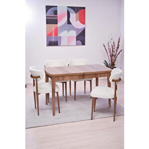 Nehir Polo Lak Panel Açılır Mutfak Masa Takımı 75x130cm Ceviz