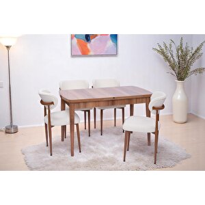 Nehir Polo Lak Panel Açılır Mutfak Masa Takımı 75x130cm Ceviz