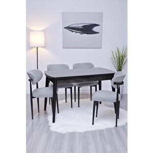 Nehir Polo Lak Panel Açılır Mutfak Masa Takımı 75x130cm Siyah