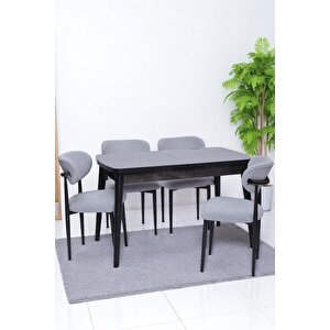 Nehir Polo Lak Panel Açılır Mutfak Masa Takımı 75x130cm Siyah
