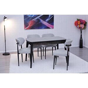 Nehir Polo Lak Panel Açılır Mutfak Masa Takımı 75x130cm Siyah