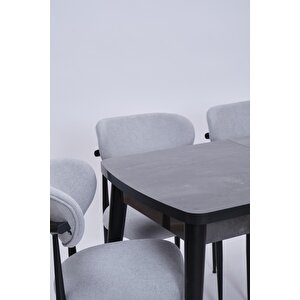 Nehir Polo Lak Panel Açılır Mutfak Masa Takımı 75x130cm Siyah