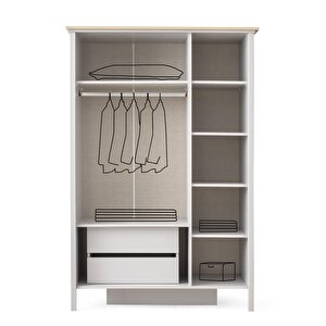 Yakamoz Sis Gri 3 Kapaklı Elbise Dolabı Gardırop 133x56x201cm