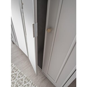 Yakamoz Sis Gri 4 Kapaklı Elbise Dolabı Gardırop 173x56x201cm