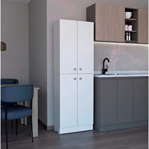Feza Çok Amaçlı Dolap,5 Raflı, 4 Kapaklı Mutfak Dolabı Kiler Dolabı Banyo Dolabı-60cm