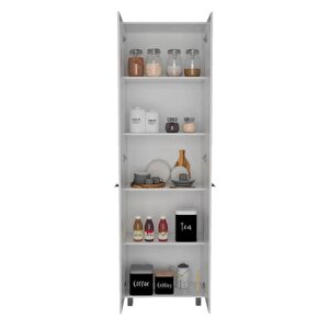 Sırma Çok Amaçlı Dolap,5 Raflı, 2 Kapaklı Mutfak Dolabı Kiler Dolabı Banyo Dolabı-60cm
