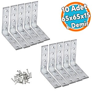 (10 Adet) Mobilya Eşya Dolap Duvara Sabitleme Köşebent Bağlantı Aparatı L Demiri Gönye 65x65x15 Mm