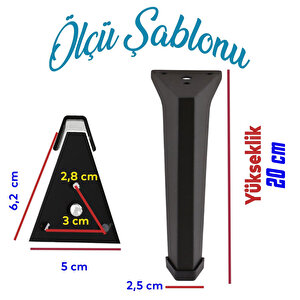 Mobilya Ayakları Ünite Baza Koltuk Ayağı Ayağı Sehpa Masa Puf Tabure Metal Ayakları Siyah 20 Cm
