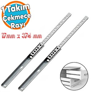 Teleskopik İnce Bilyeli Bilyalı Dolap Çekmece Rayı Sürgüsü Metal En 1.7 Cm 17 Mm Uzunluk 37.4 Cm