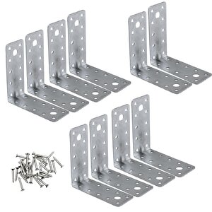 10 Adet Mobilya Dolap Duvar Sabitleme  Metal Köşebent 100x100x40 Mm Bağlantı Aparatı L Demiri Gönye