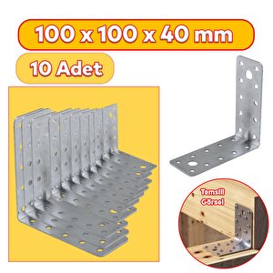 10 Adet Mobilya Dolap Duvar Sabitleme  Metal Köşebent 100x100x40 Mm Bağlantı Aparatı L Demiri Gönye