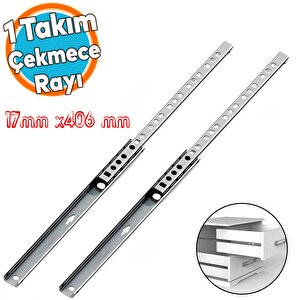 Teleskopik İnce Bilyeli Bilyalı Dolap Çekmece Rayı Sürgüsü Metal En 1.7 Cm 17 Mm Uzunluk 40,6 Cm