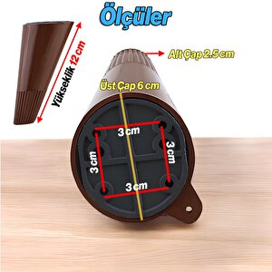 Ahşap Desenli Ayak Açılı Konik 12 Cm Mobilya Yükseltici Baza Ayağı Koltuk Kanepe Altı Puf Ayakları